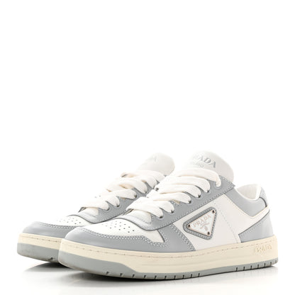Prada Vitello Sport Spazzolato Rois Triangle Logo Womens Downtown Low Top 30mm Sneakers 37.5 White Fiordaliso 2 of 18