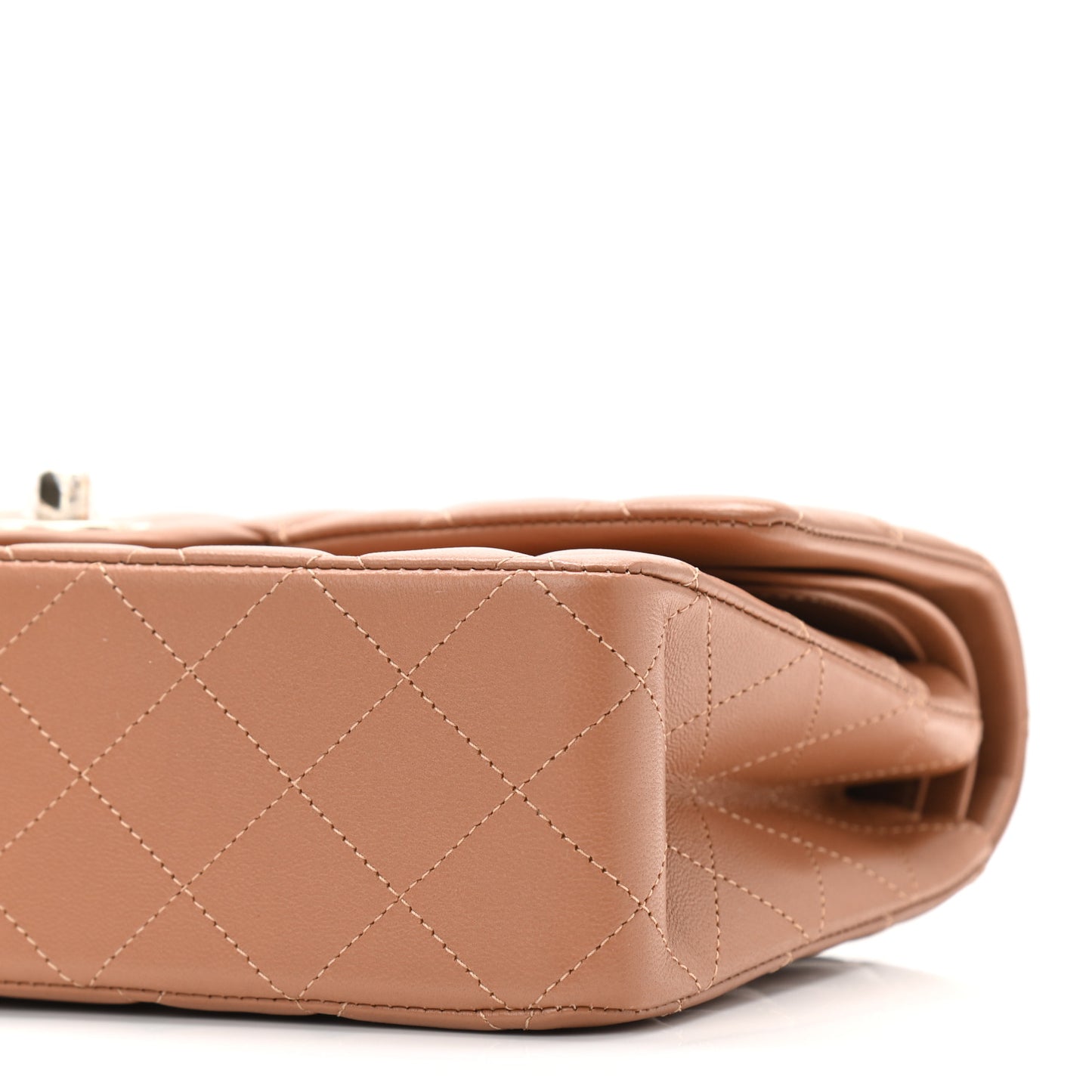 Lambskin Quilted Medium Double Flap Brown
