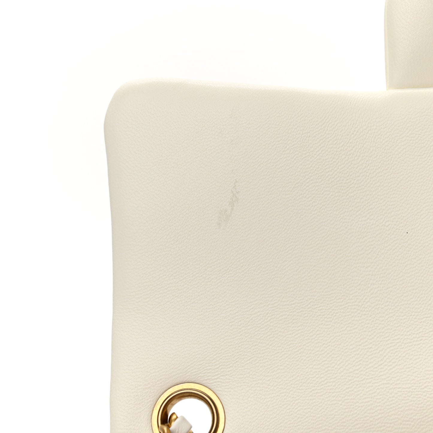 Lambskin Quilted Mini Rectangular Pearl Crush Flap White