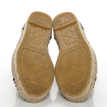 Chanel Lambskin Canvas Cap Toe Lace Up Espadrilles 37 Dark Beige Noir 5 of 7