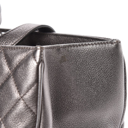 Chanel Metallic Grained Calfskin Quilted Large Casual Pocket Tote Silver 17 of 18