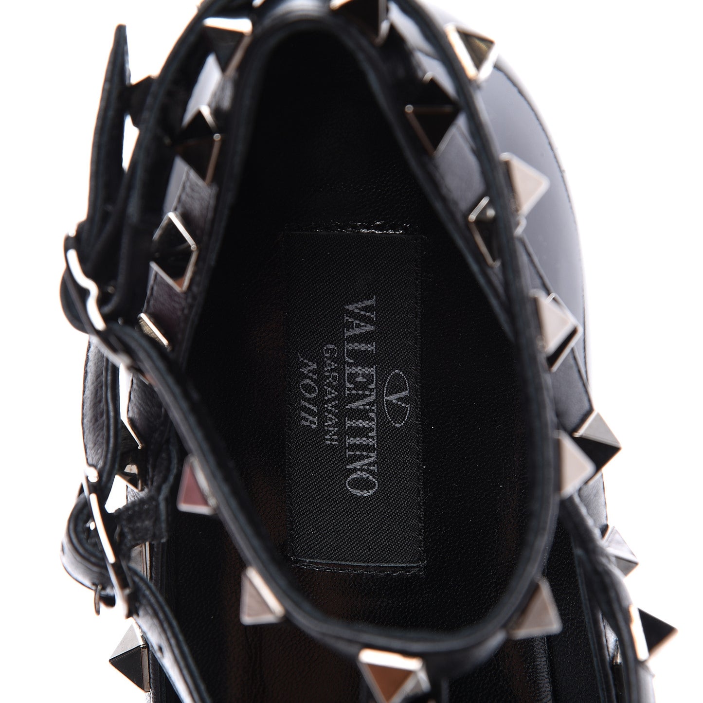 Patent Rockstud Cage Ballerina Flats 36 Black