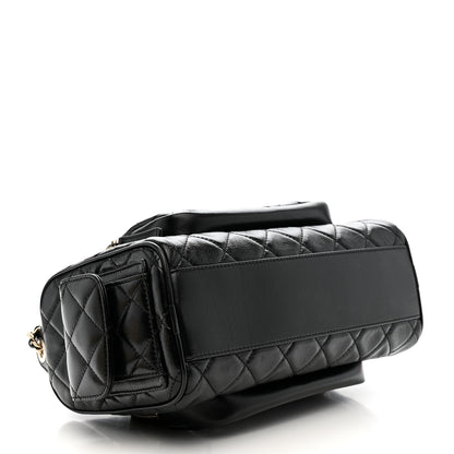 Chanel Shiny Crumpled Lambskin Quilted Medium Preppy Pocket Camera Case Black 4 of 10