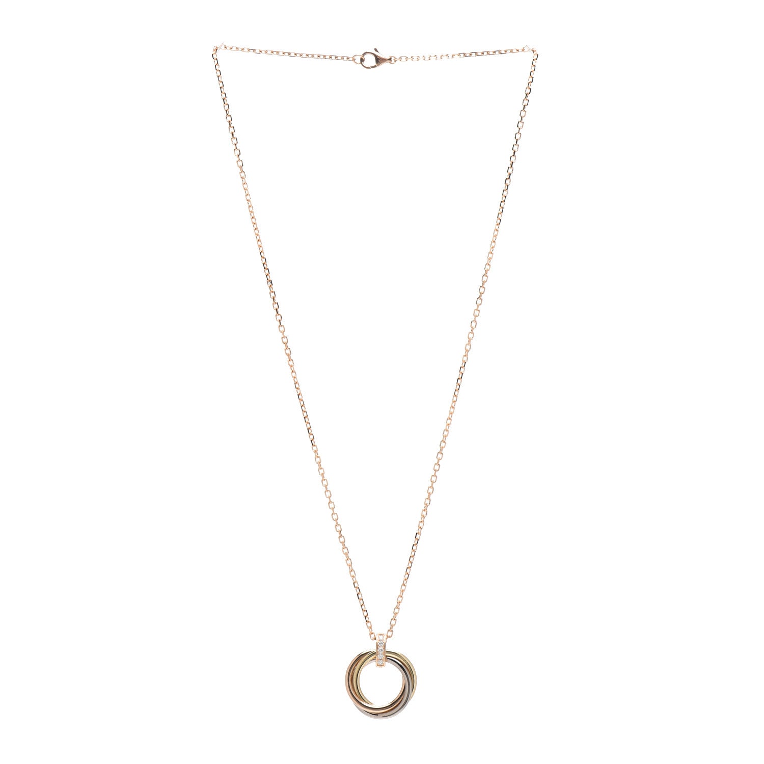 Cartier 18K Pink White Yellow Gold Diamond Trinity Pendant Necklace 3 of 5