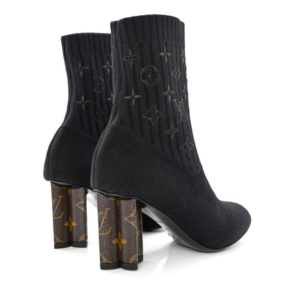 Louis Vuitton Monogram Stretch Fabric Silhouette Ankle Boots 35 Black 4 of 8