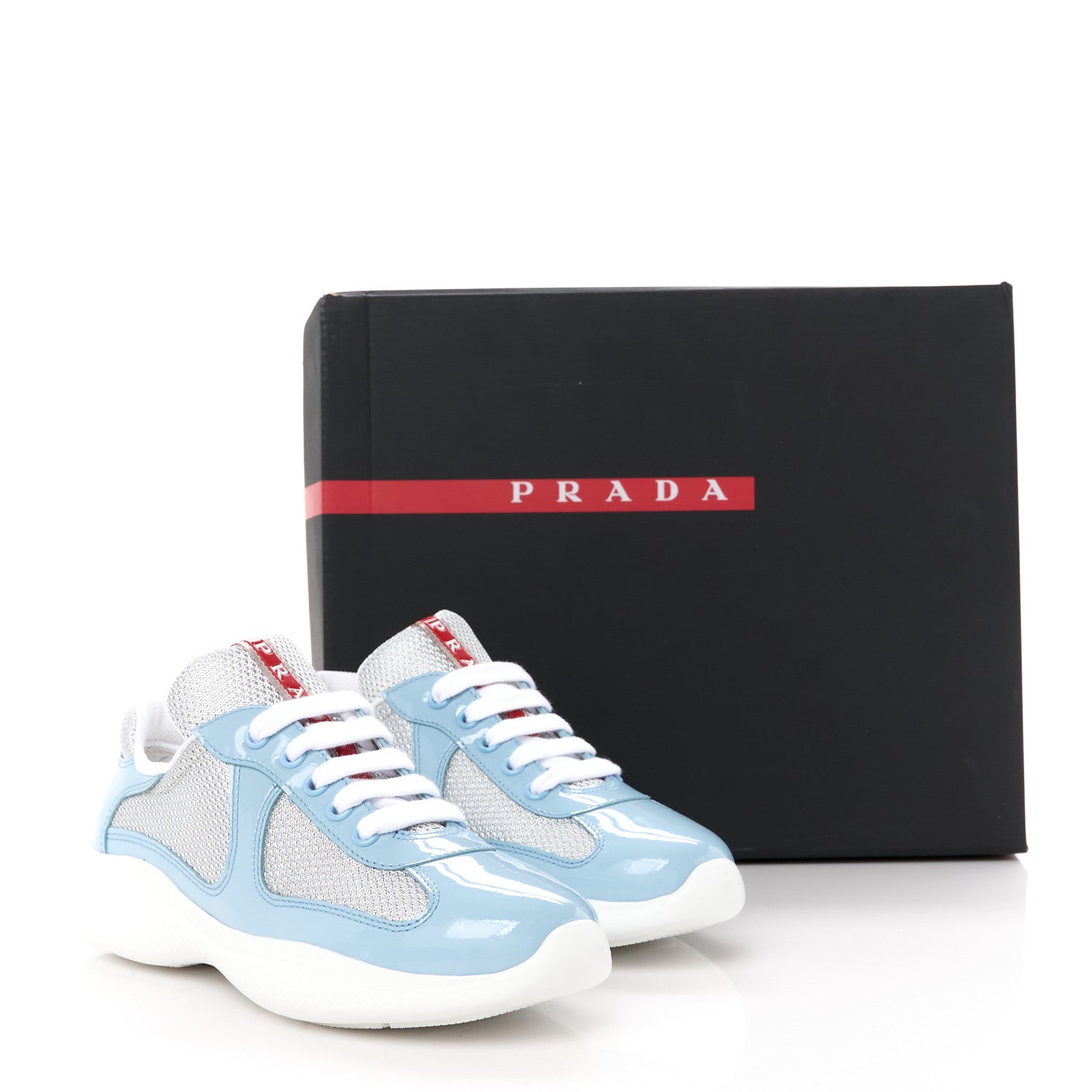 Prada Patent America's Cup Patchwork Sneakers 35 Celeste 9 of 9