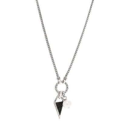 John Hardy Sterling Silver Black Sapphire Black Spinel Cultured Pearl Classic Chain Tiga Amulet Keyring Necklace 1 of 4