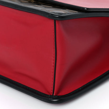 Fendi Vitello Century F is Fendi Bi-Color FF 1974 Embossed Kan I Shoulder Bag Fragola Maya Black 7 of 8