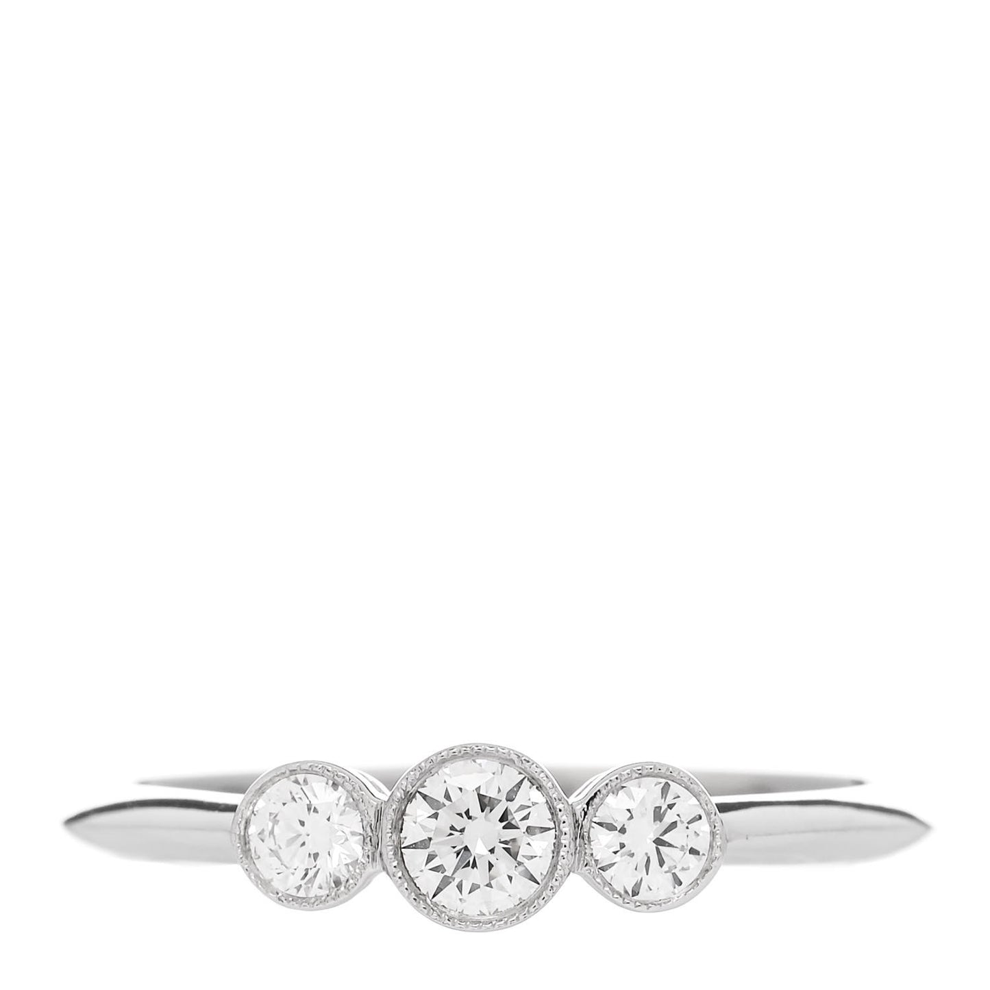 Platinum Diamond Three Stone Milgrain Ring 54 7