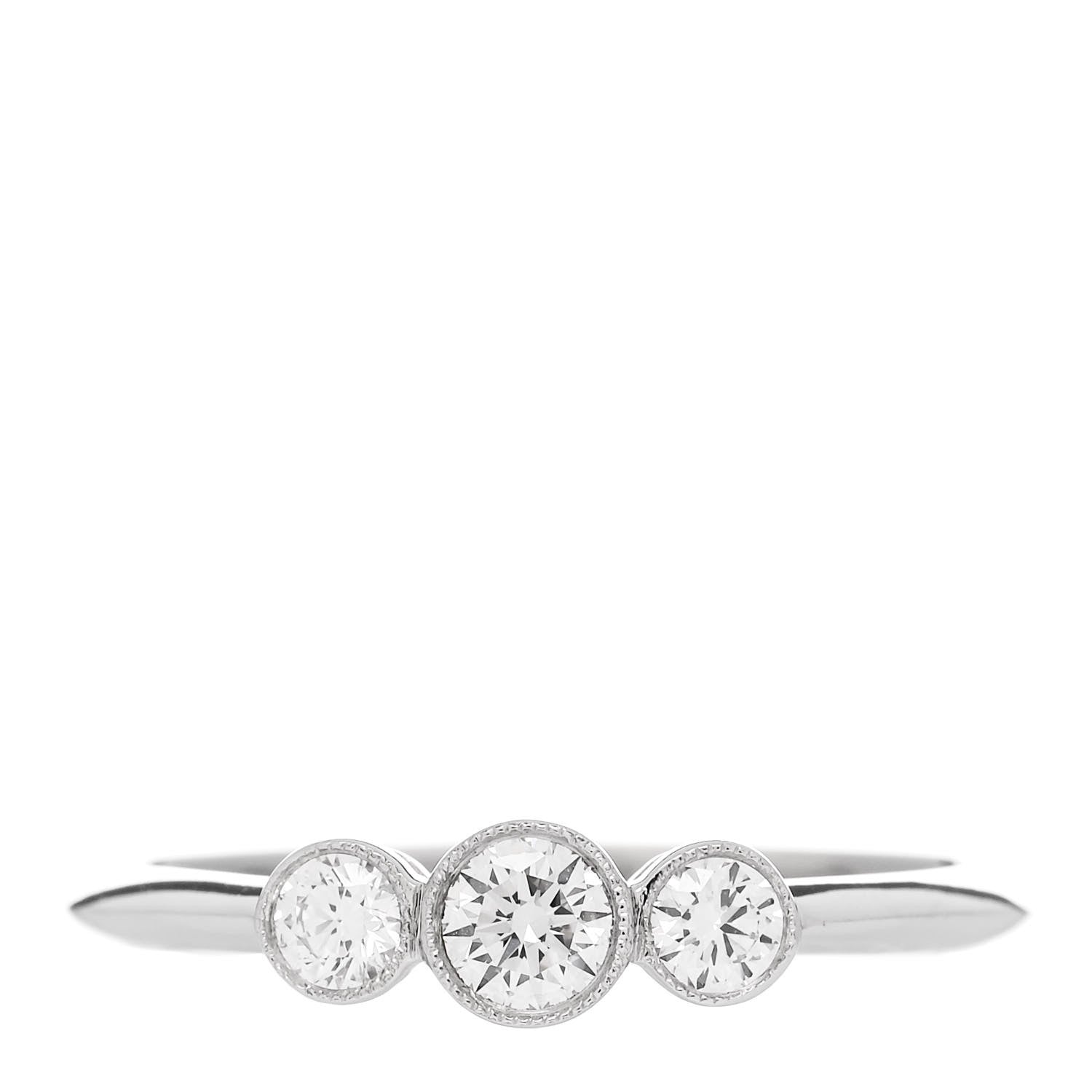 Tiffany Platinum Diamond Three Stone Milgrain Ring 54 7 1 of 5