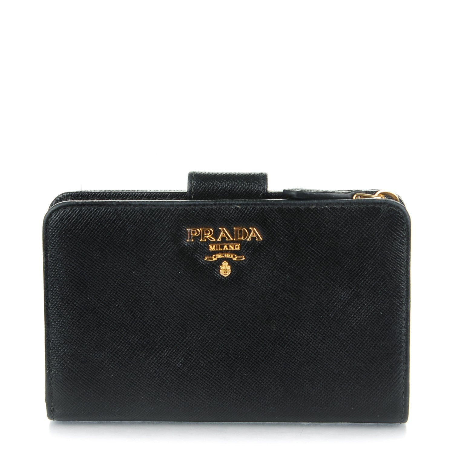 Prada Saffiano Metal Compact Wallet Black 1 of 7