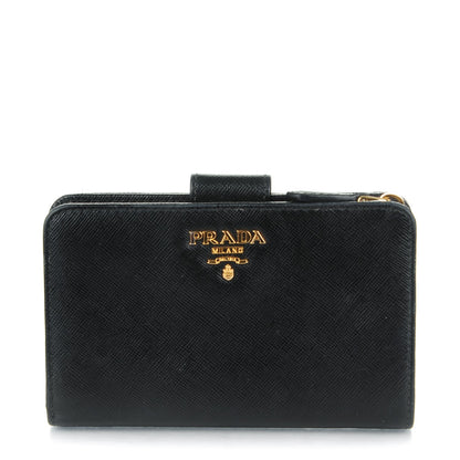Prada Saffiano Metal Compact Wallet Black 1 of 7