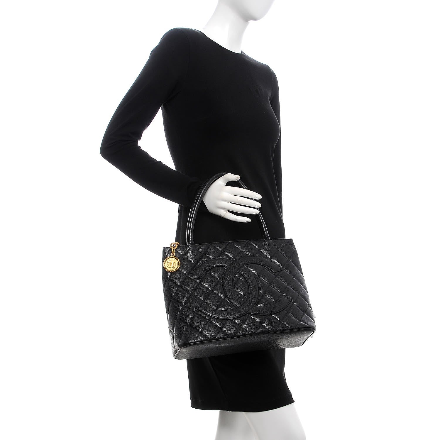 Chanel Caviar Quilted Medallion Tote Black 2 of 9