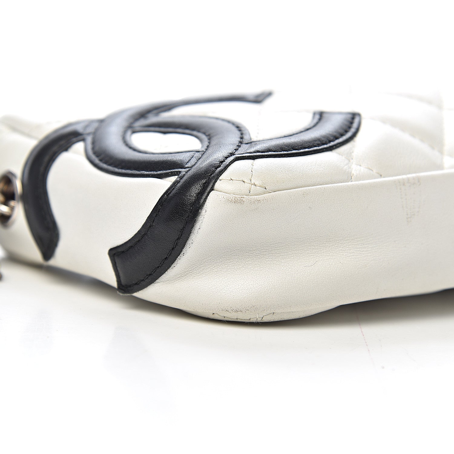 Chanel Calfskin Quilted Cambon Pochette White Black 11 of 13