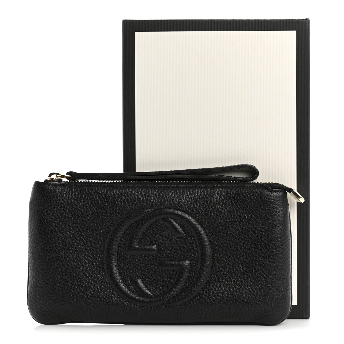 Pebbled Calfskin Soho Wristlet Black