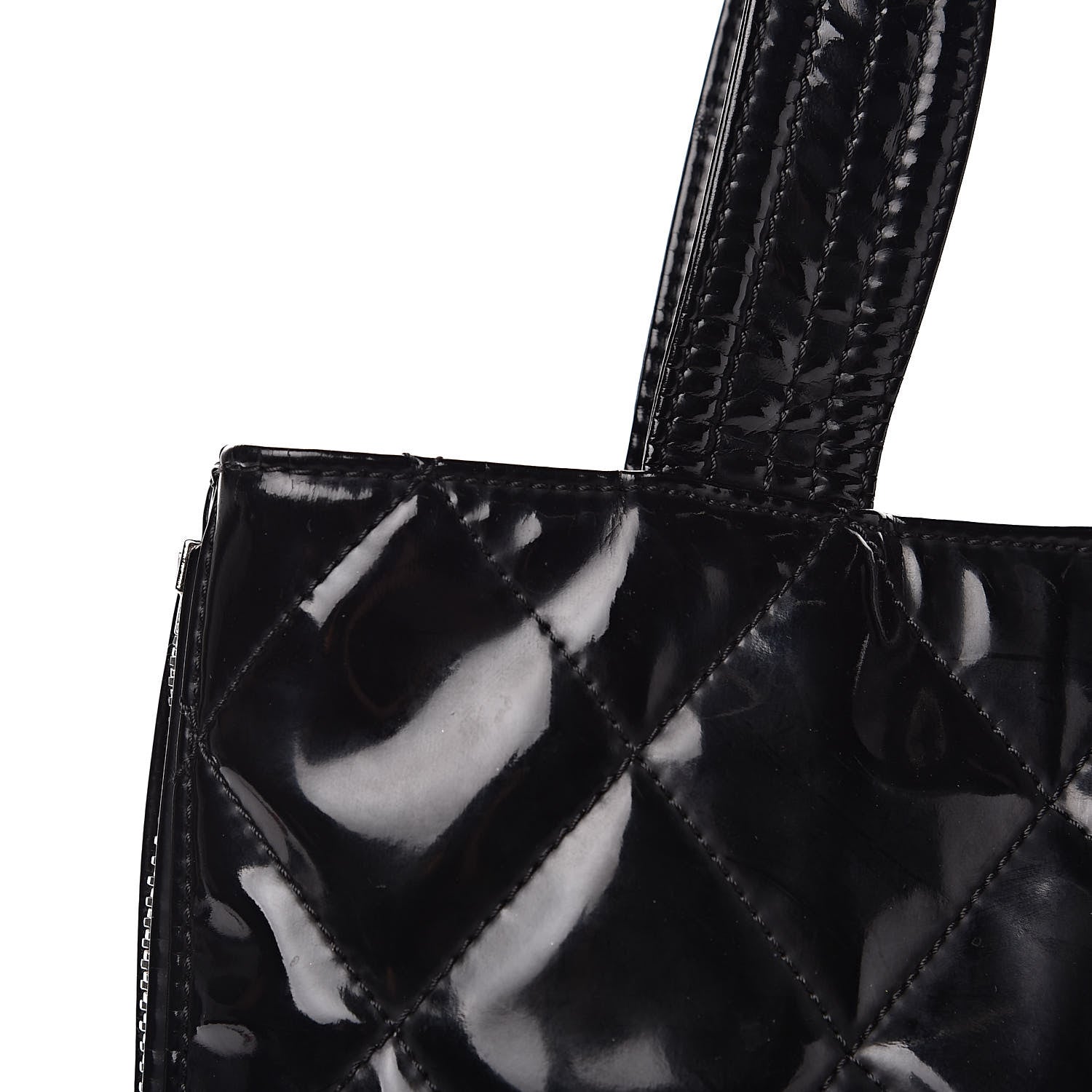 Chanel Patent Quilted Expandable CC Shoping Tote Black 11 of 13