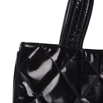 Chanel Patent Quilted Expandable CC Shoping Tote Black 11 of 13