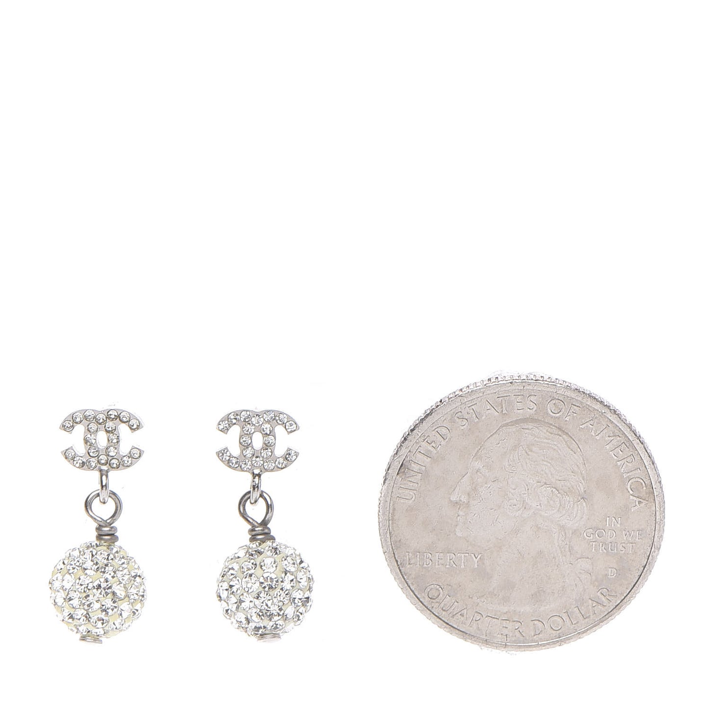Crystal CC Drop Earrings Silver