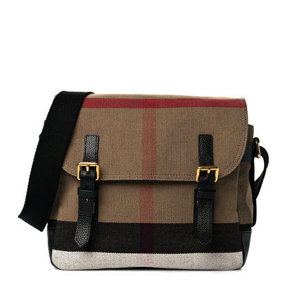 Burberry Canvas Mega Check Large Baildon Messenger Bag Black 1 of 11