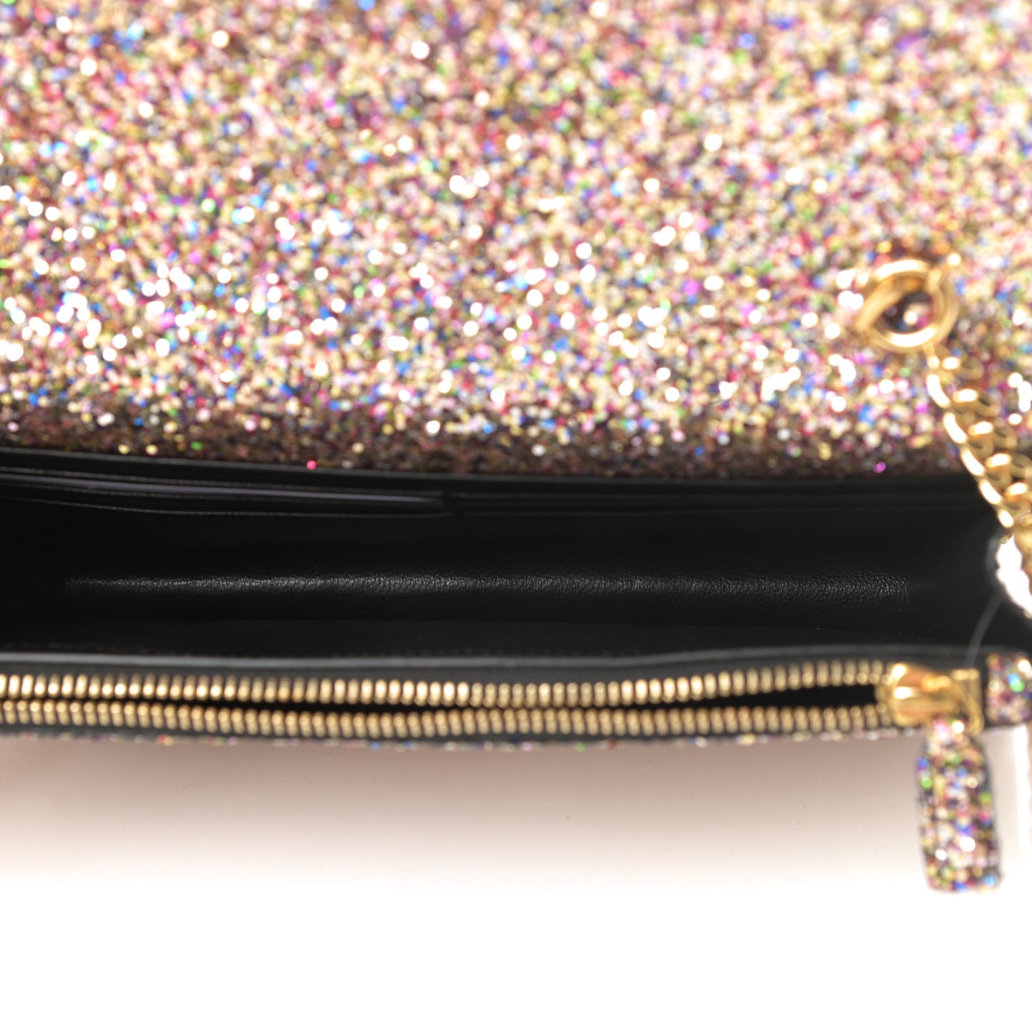 Glitter Monogram Envelope Chain Wallet Multicolor