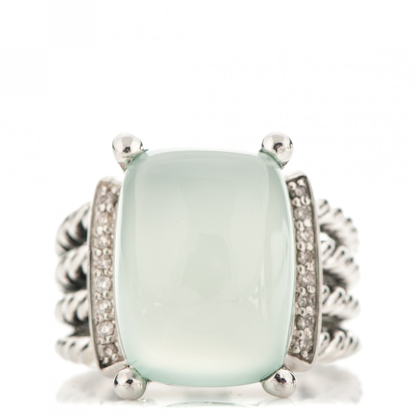 Sterling Silver Diamond Chalcedony 16mm Wheaton Ring 54 7