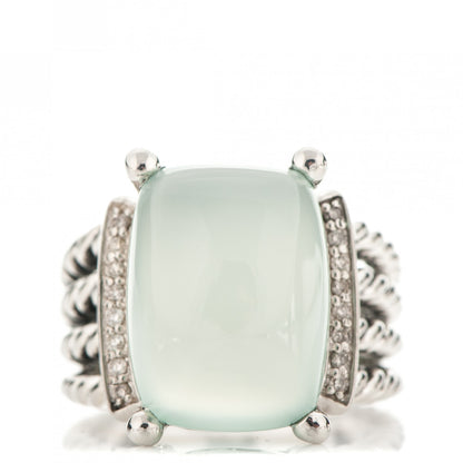 David Yurman Sterling Silver Diamond Chalcedony 16mm Wheaton Ring 54 7 1 of 5