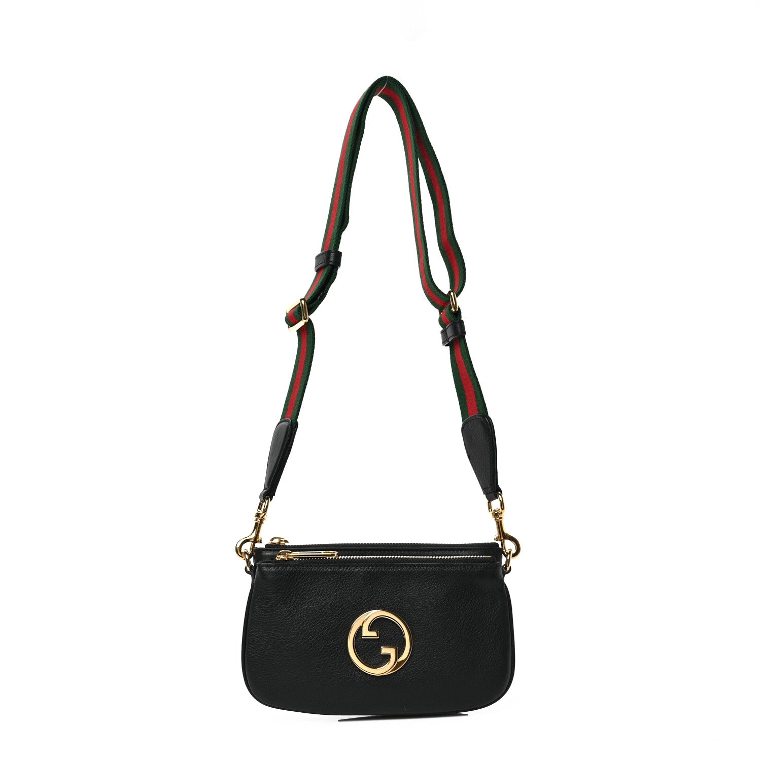 Gucci Roxy Calfskin Web Mini Blondie Crossbody Bag Black 1 of 8