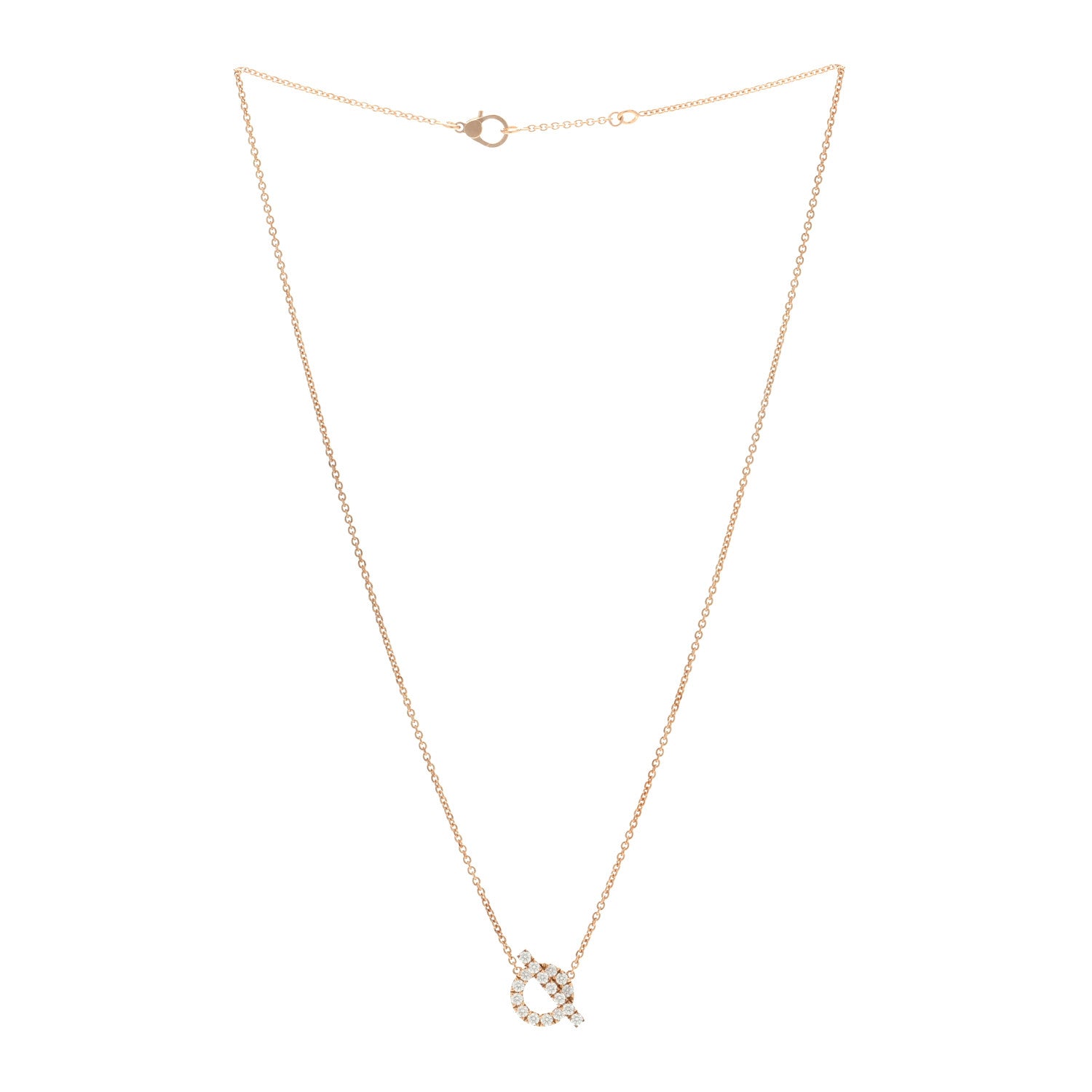 Hermes 18K Rose Gold Diamond Finesse Pendant Necklace 2 of 5