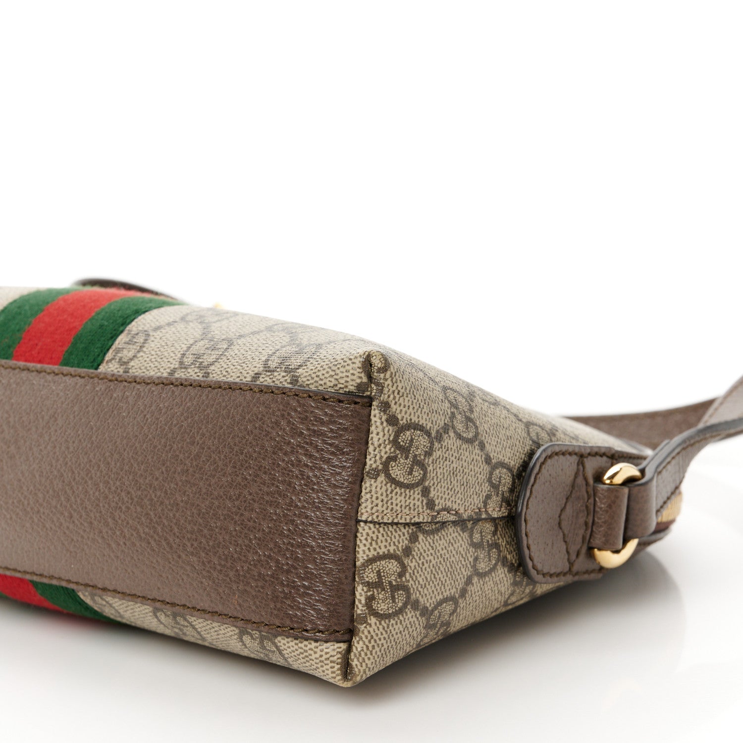 Gucci GG Supreme Monogram Textured Dollar Calfskin Web Small Ophidia Dome Shoulder Bag Beige Ebony New Acero 11 of 11