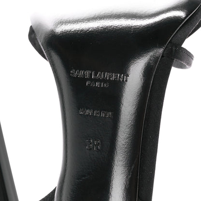 Saint Laurent Crepe Satin Clara 110 Ankle Strap Sandals 38 Black 6 of 9