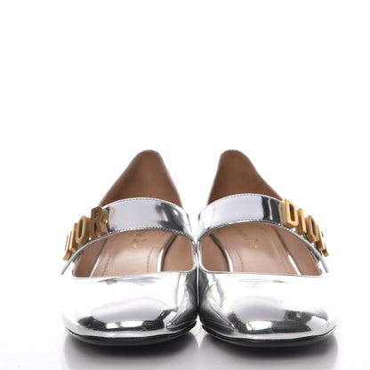 Christian Dior Mirror Finish Calfskin Baby-D Ballet Pumps 39 Silver 2 of 7