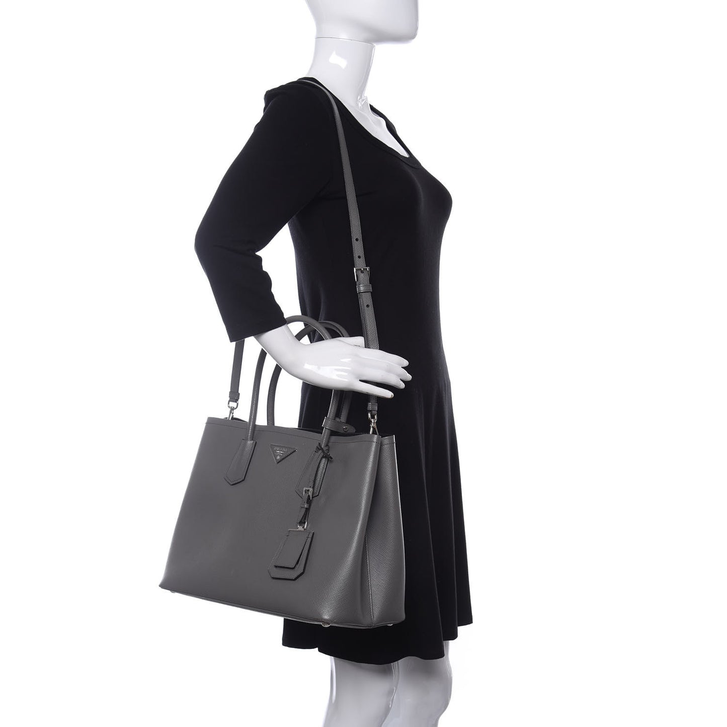 Saffiano Cuir Medium Double Bag Marmo