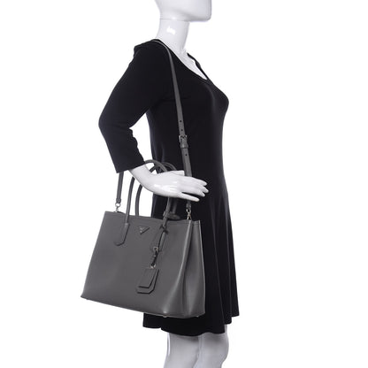 Prada Saffiano Cuir Medium Double Bag Marmo 2 of 10