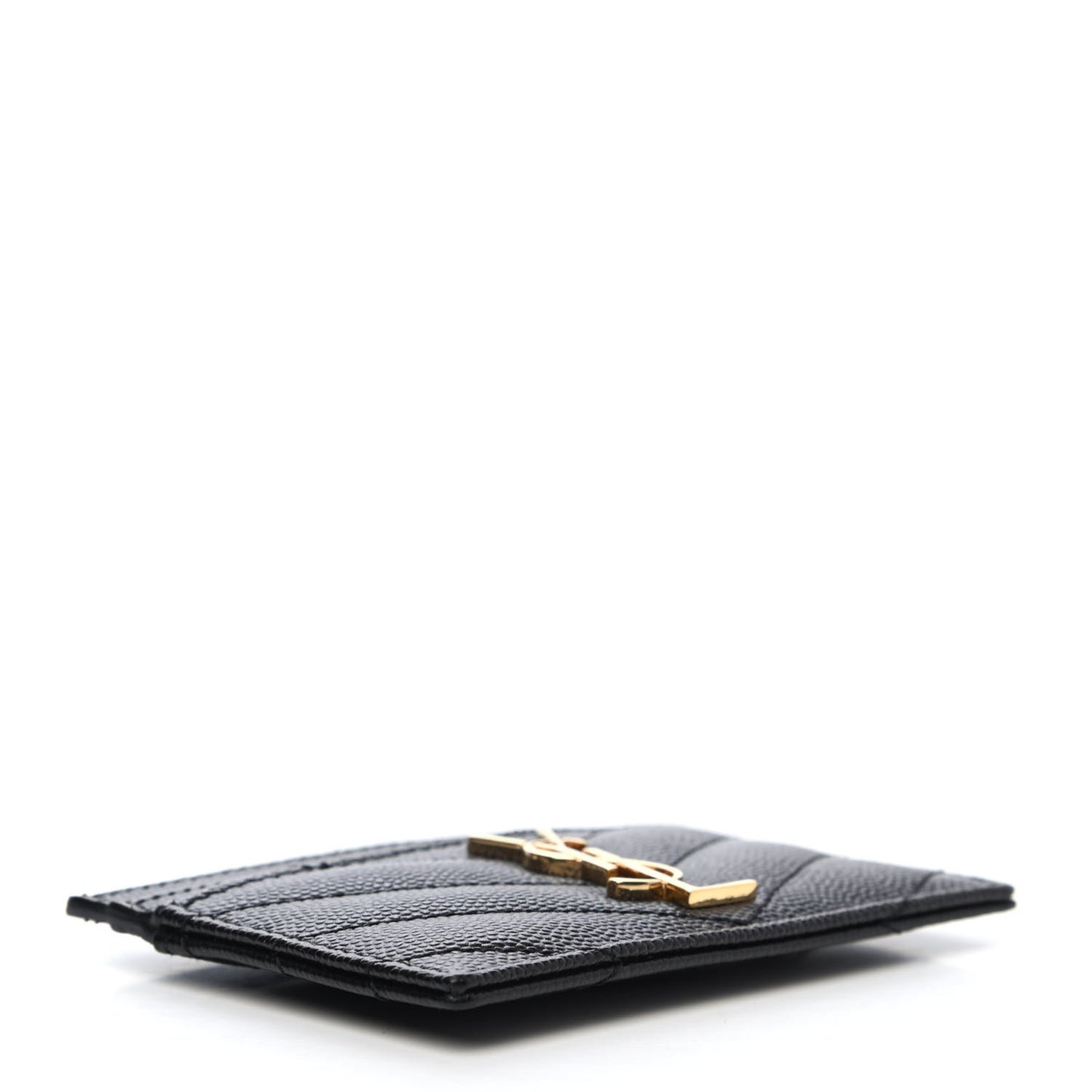 Grain De Poudre Matelasse Chevron Monogram Credit Card Case Black