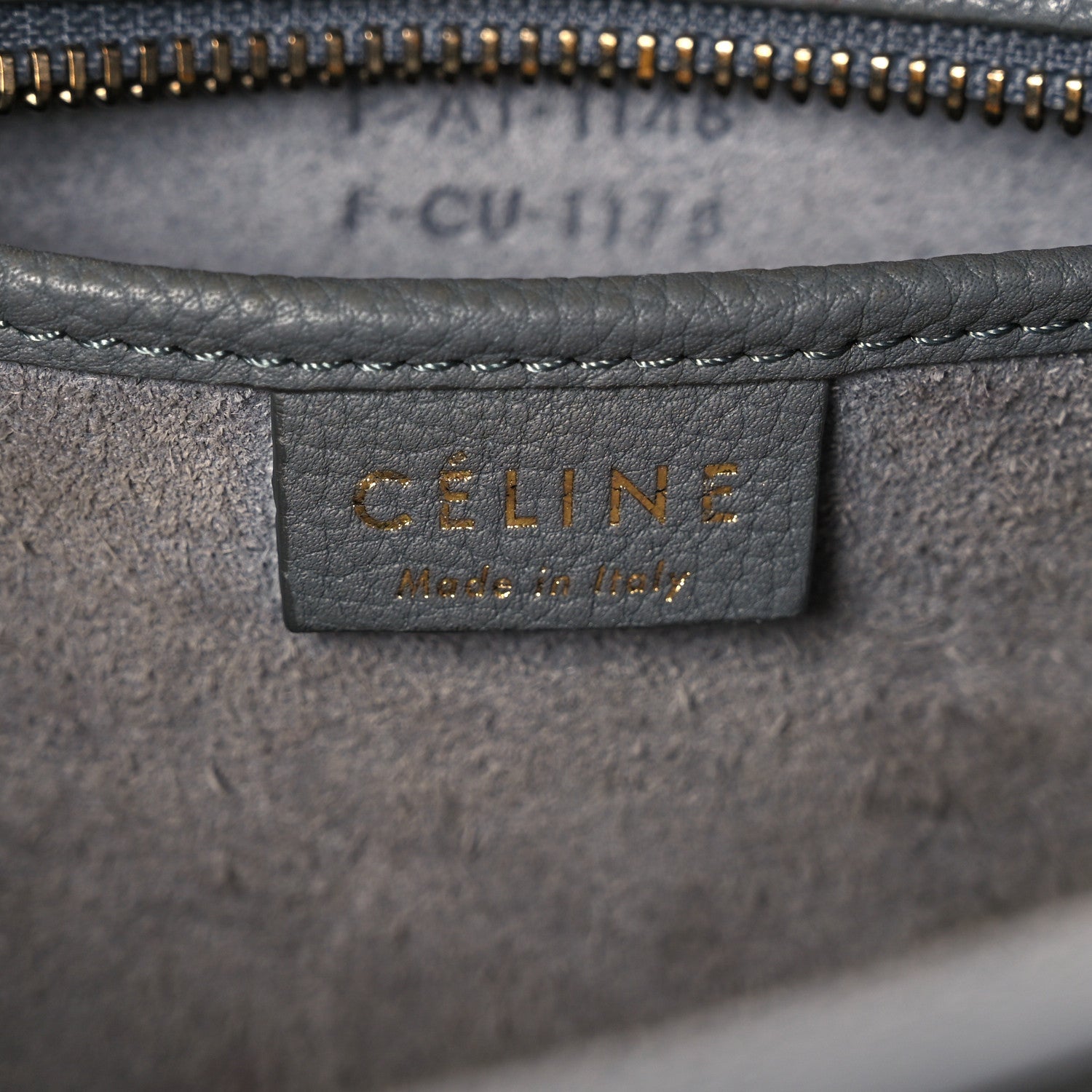 Celine Drummed Calfskin Nano Luggage Kohl 6 of 13