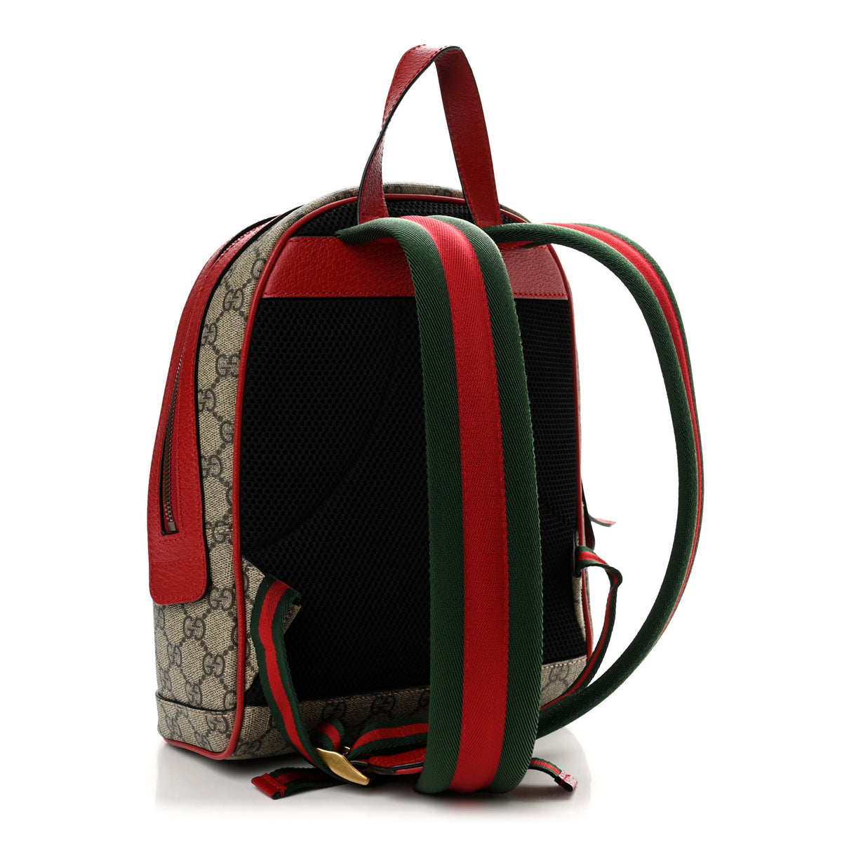 GG Supreme Monogram Web Bosco Patch Dome Backpack Beige Malva Hibiscus Red