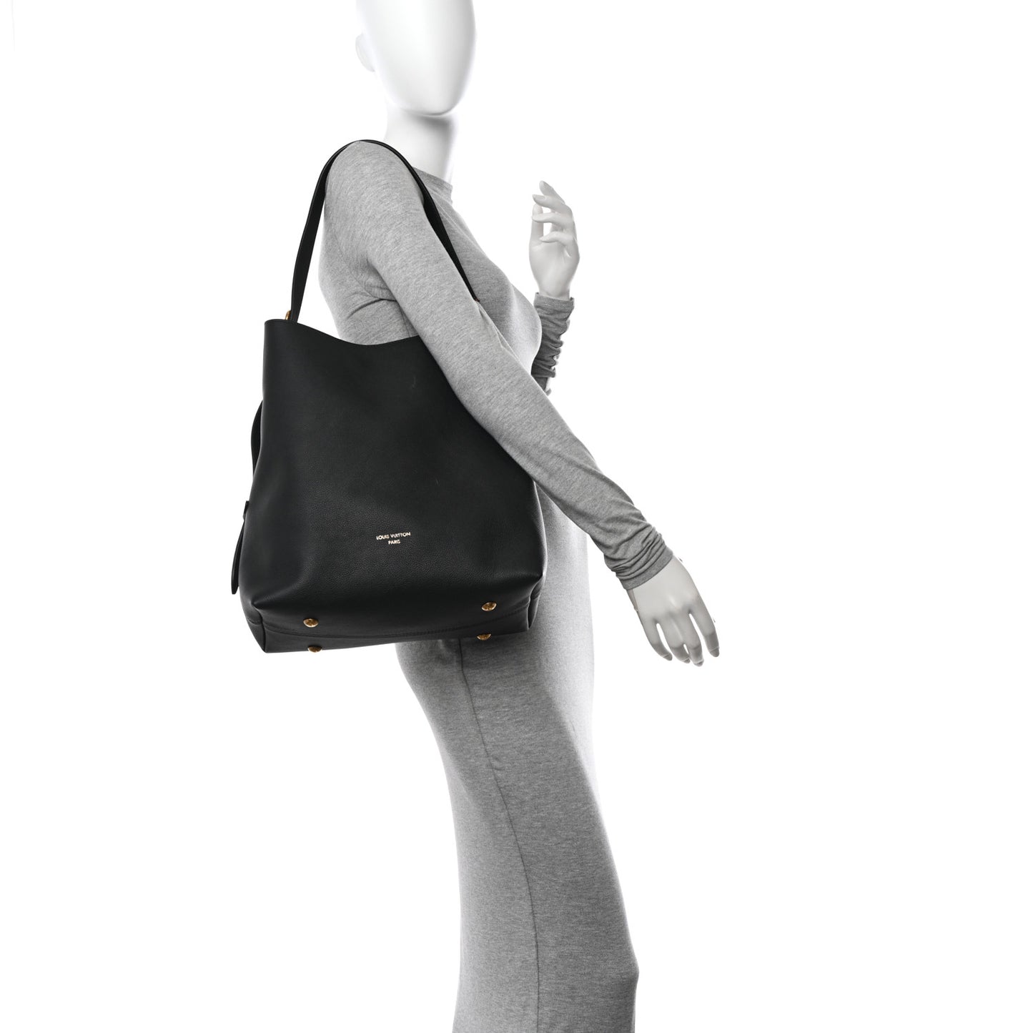Grained Calfskin Low Key Hobo MM Black