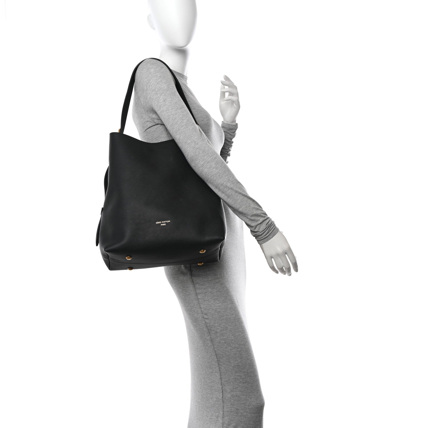 Louis Vuitton Grained Calfskin Low Key Hobo MM Black 2 of 11