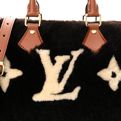 Louis Vuitton Shearling Monogram LV Ski Cozygram Speedy Bandouliere 25 Chocolate Cream 7 of 10