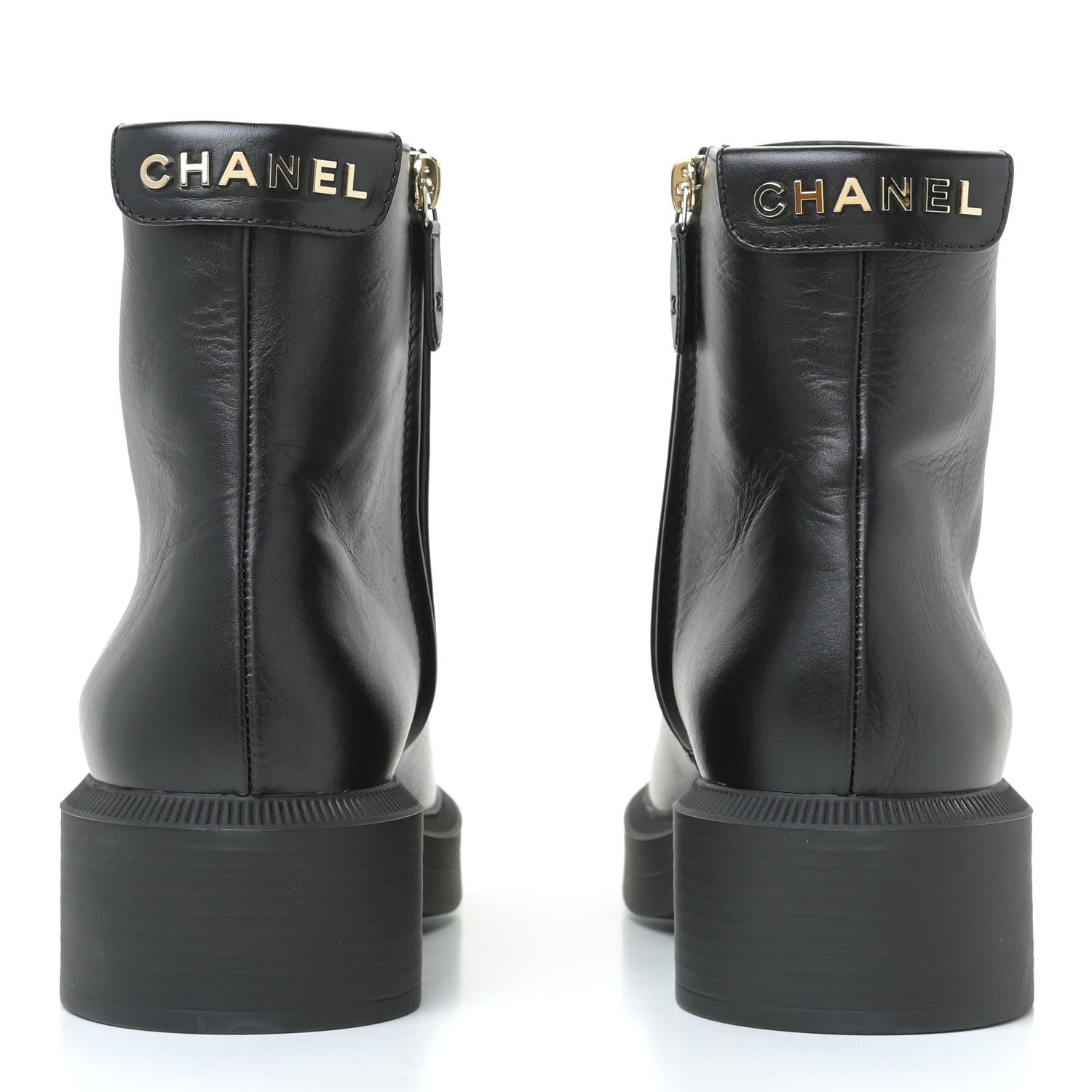 Chanel Calfskin Logo Boots 39.5 Black 5 of 12