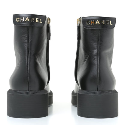 Chanel Calfskin Logo Boots 39.5 Black 5 of 12