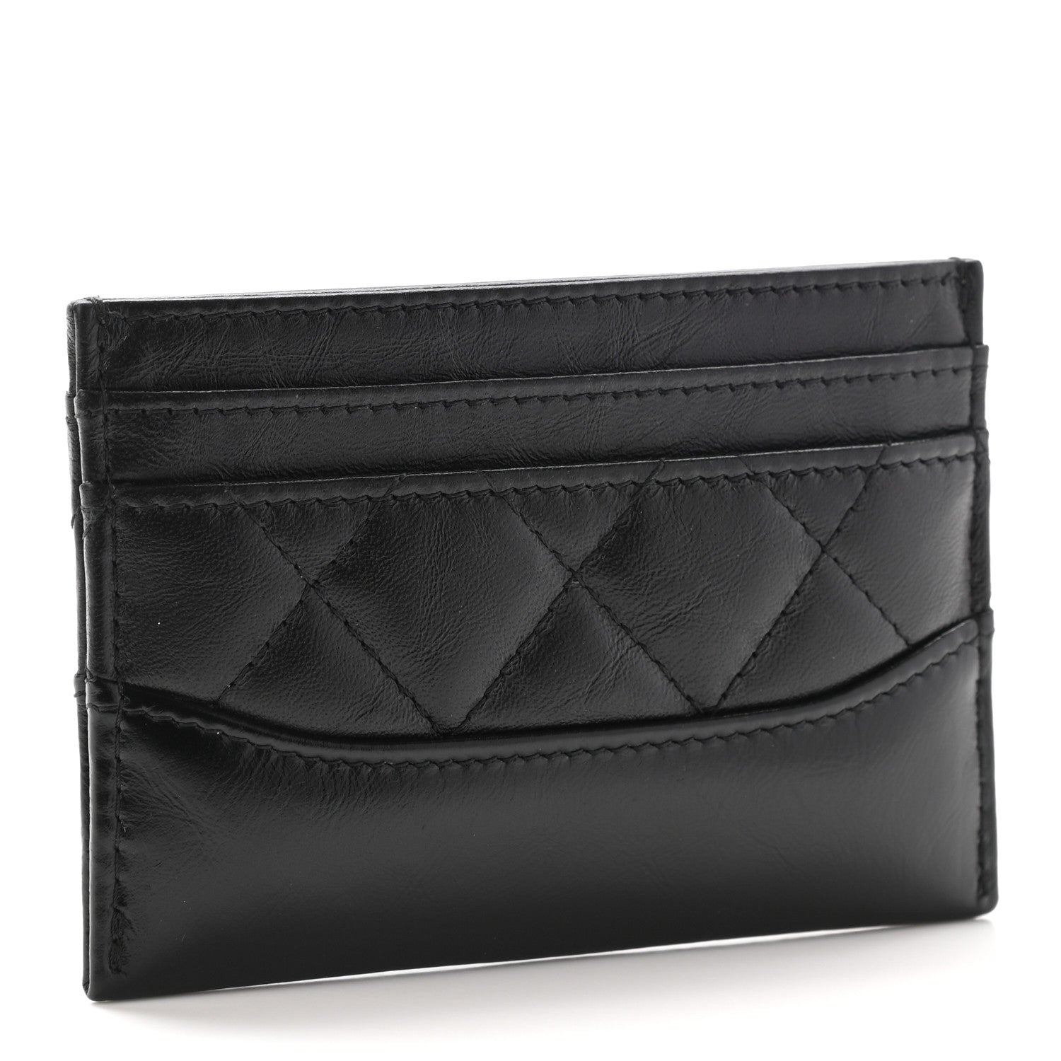 Chanel Aged Calfskin Quilted Gabrielle Card Holder Wallet So Black 3 of 8