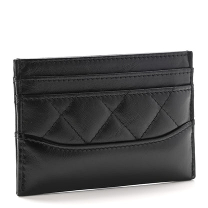 Chanel Aged Calfskin Quilted Gabrielle Card Holder Wallet So Black 3 of 8