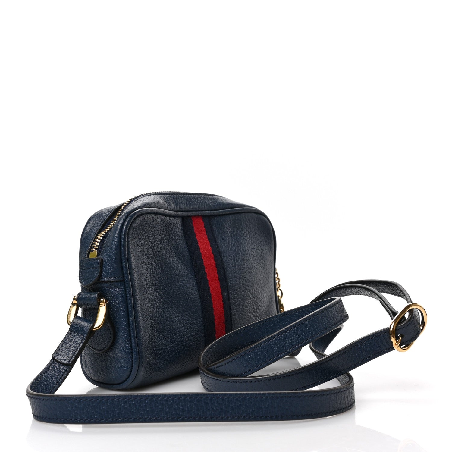 Gucci Textured Calfskin Web Mini Ophidia Shoulder Bag Blue Agata 3 of 9
