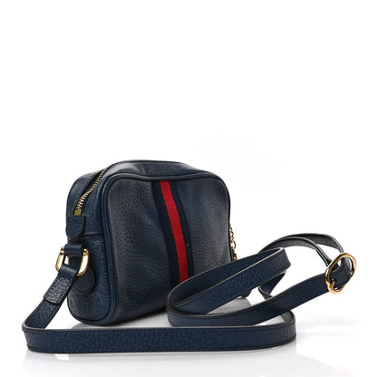 Gucci Textured Calfskin Web Mini Ophidia Shoulder Bag Blue Agata 3 of 9