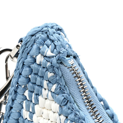 Prada Yarn Raffia Effect Crochet Embroidered Mini Re-Edition 1978 Shoulder Bag Celeste 10 of 10