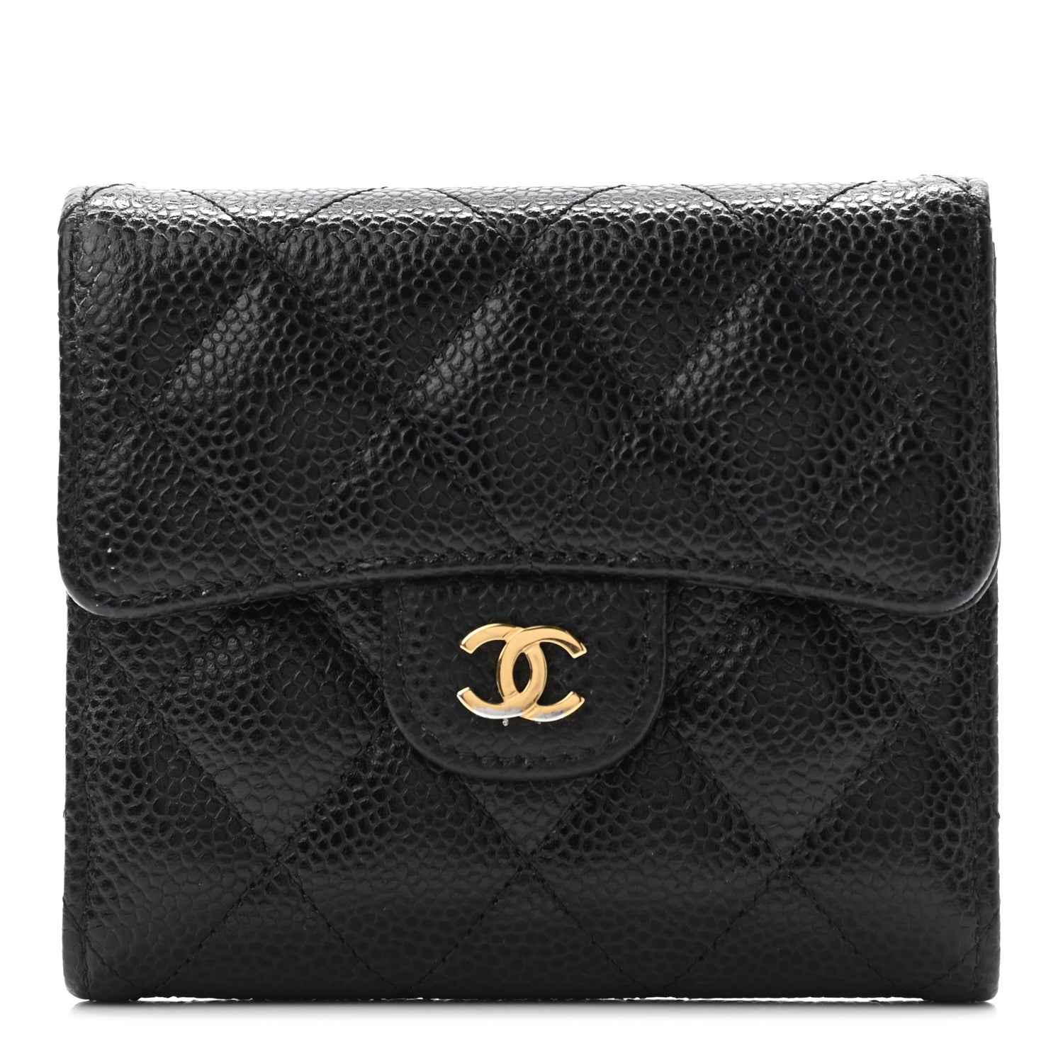 Chanel Caviar Quilted Compact Flap Wallet Black 1 of 8