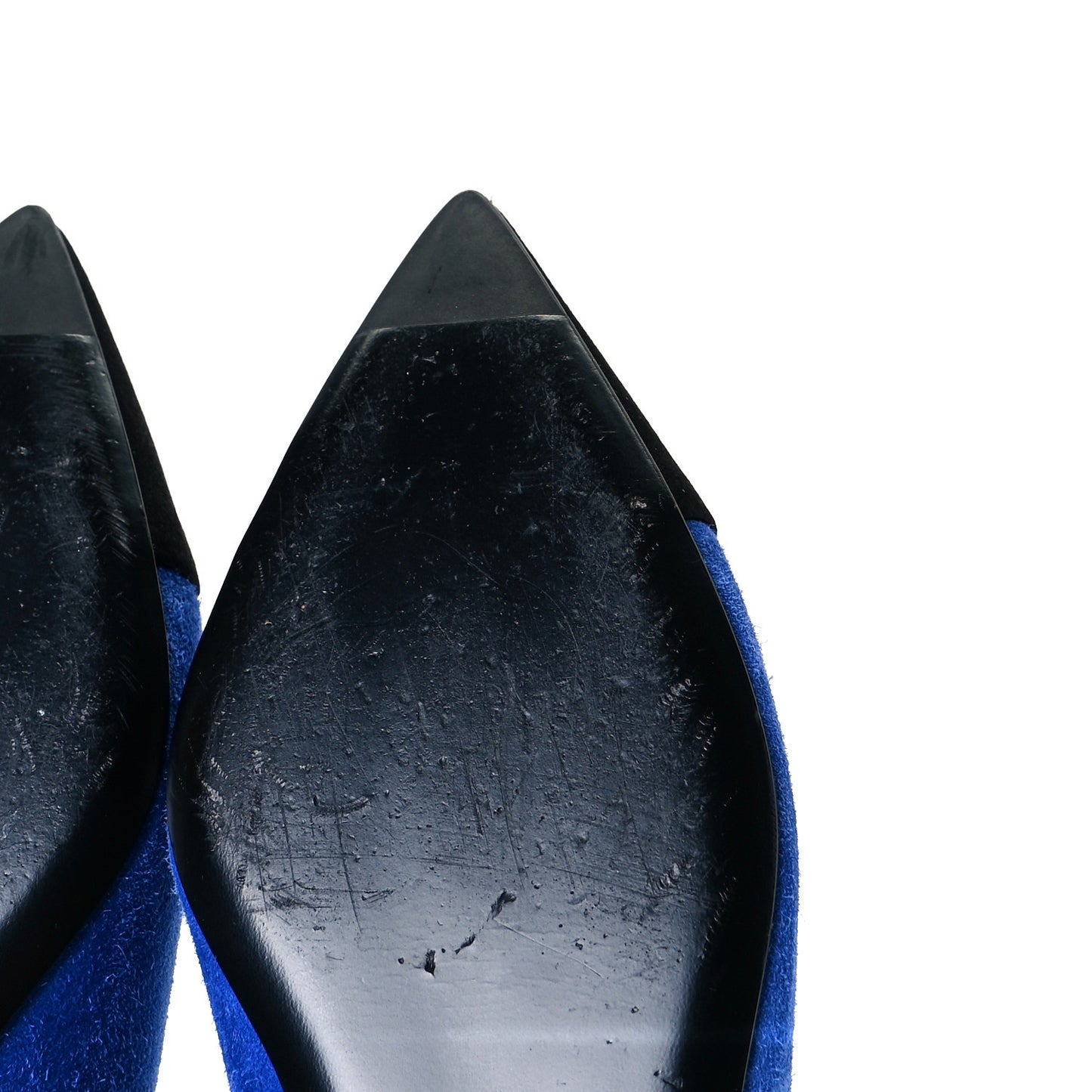Suede Satin Cap Toe Gabrielle Ballerina Flats 39 Royal Blue Black