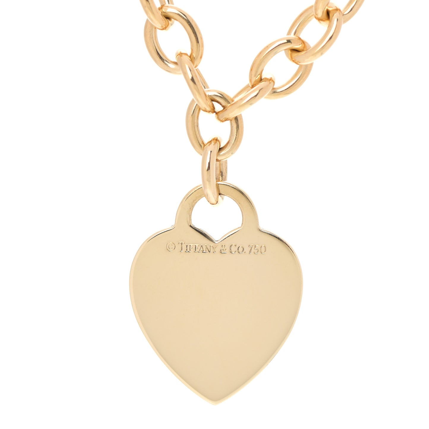 18K Yellow Gold Heart Tag Necklace