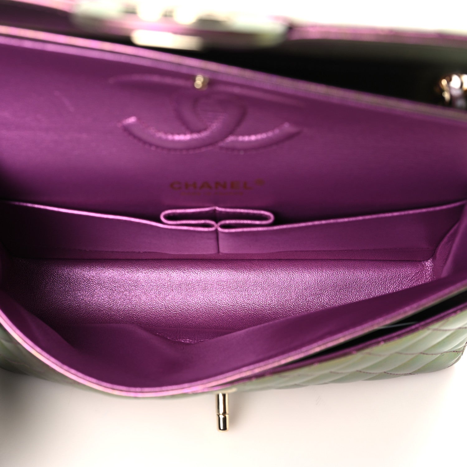 Chanel Iridescent Lambskin Quilted Medium Double Flap Purple 5 of 10